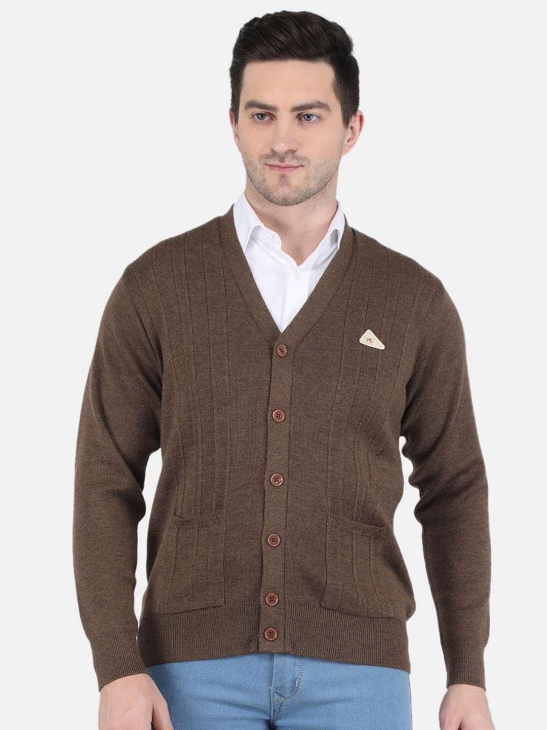 

Monte Carlo Men Brown Striped Cardigan