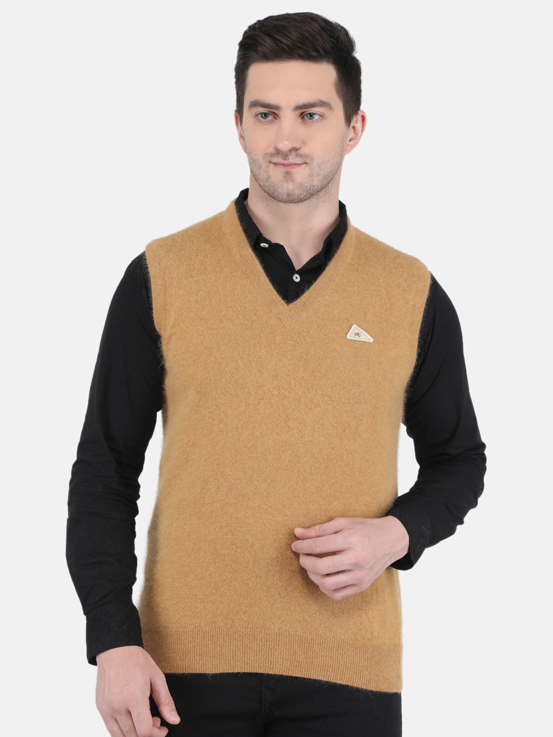

Monte Carlo Men Plus Size Brown Wool Sweater Vest