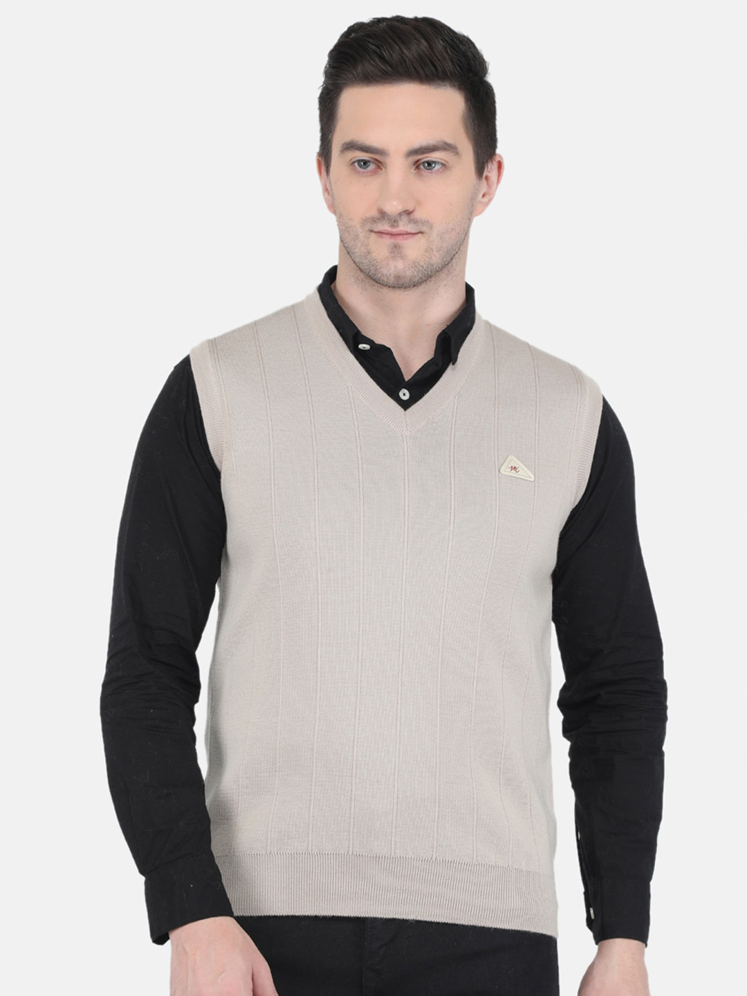 

Monte Carlo Men Beige Striped Wool Sweater Vest
