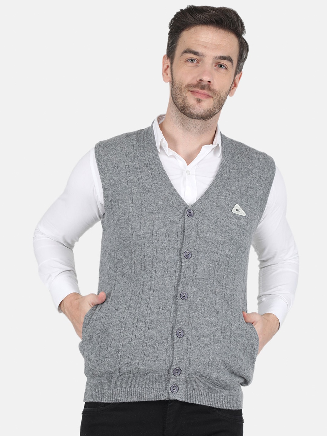 

Monte Carlo Men Grey Cable Knit Cotton Cardigan
