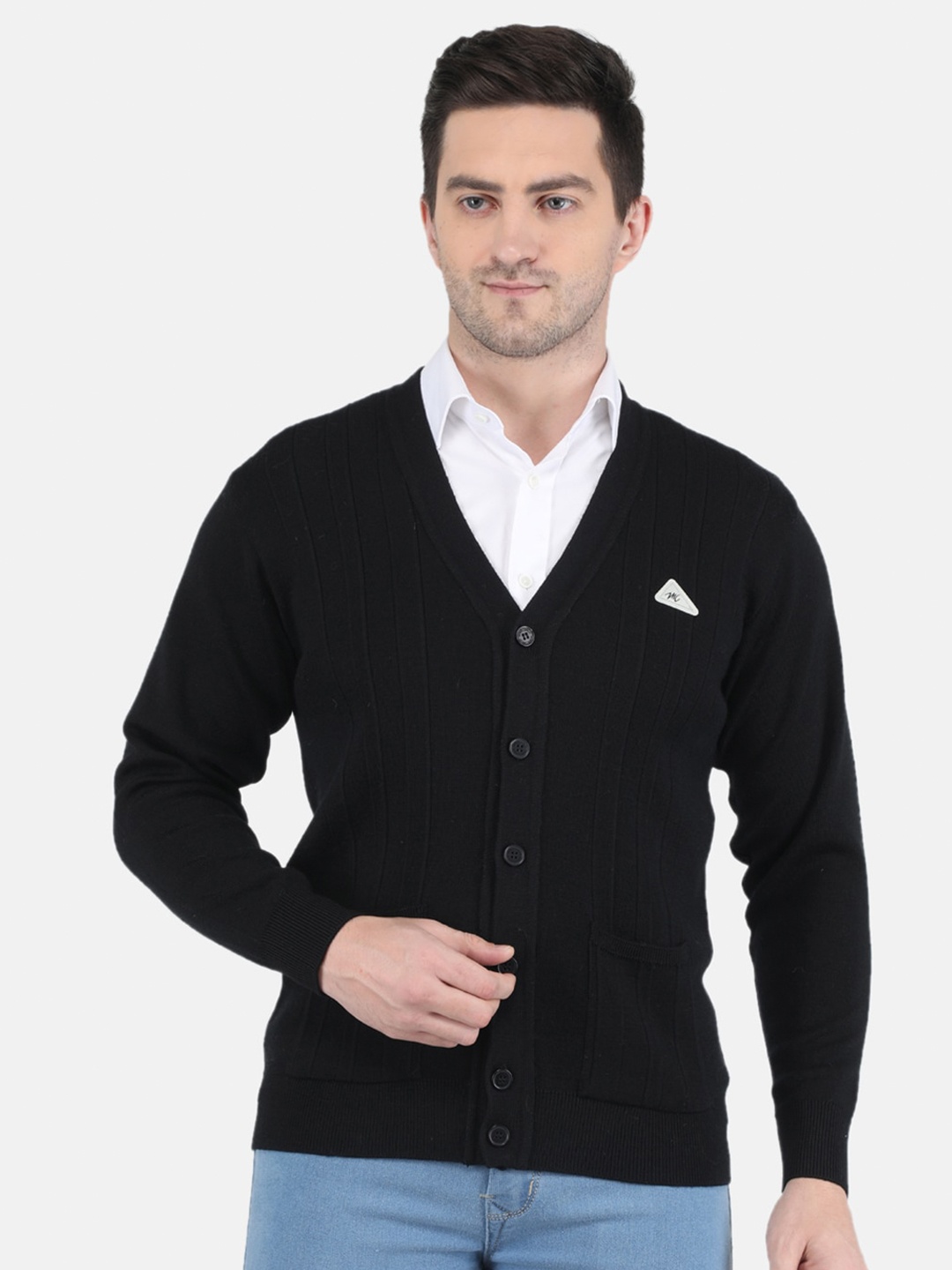 

Monte Carlo Men Black Striped Striped Cardigan