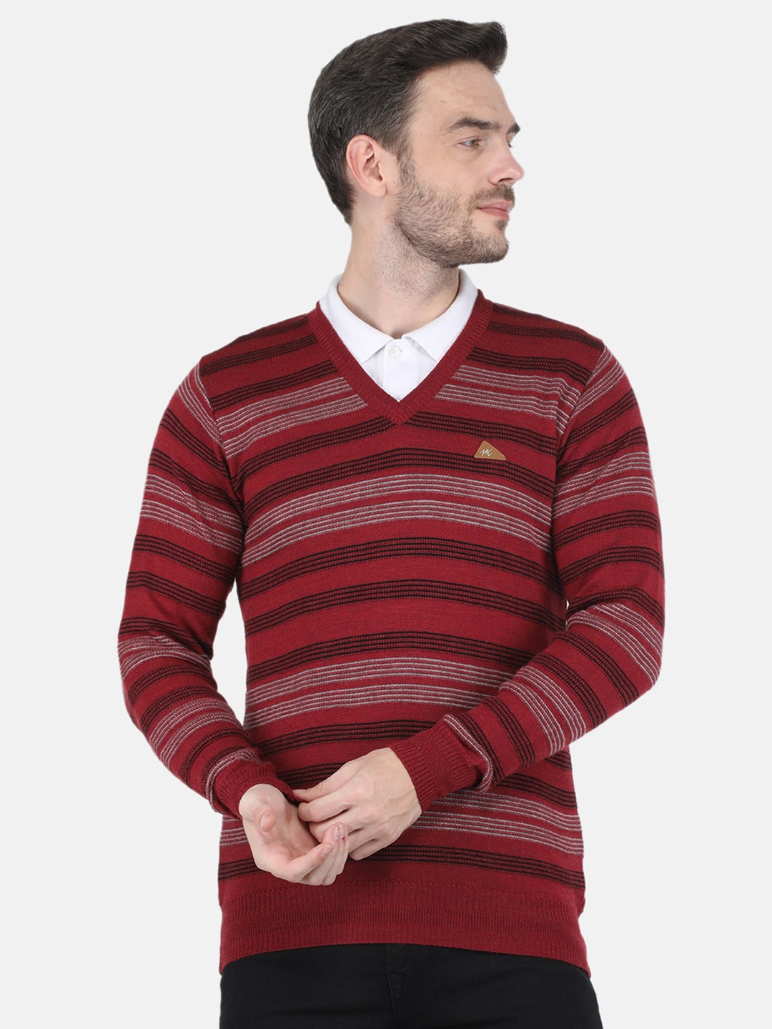 

Monte Carlo Men Red & White Striped Striped Pullover