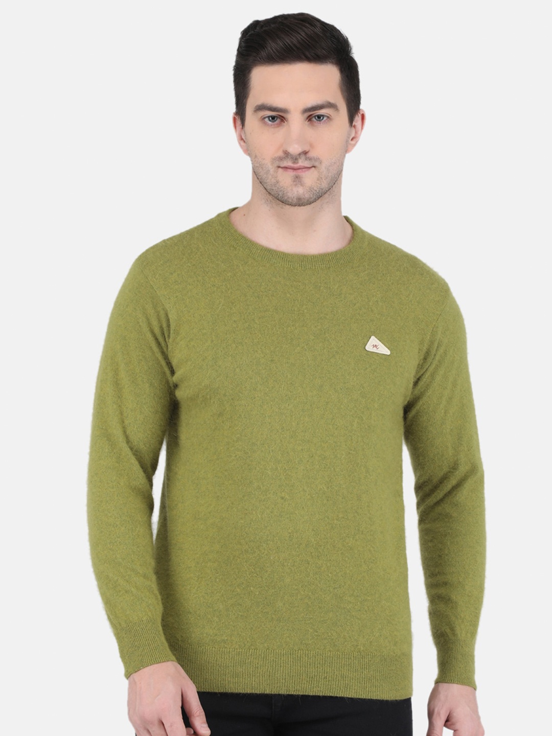 

Monte Carlo Men Olive Green Solid Pullover