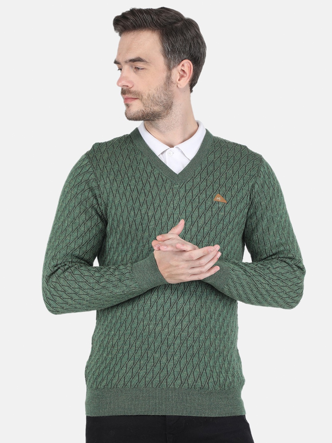 

Monte Carlo Men Green Pure Wool Pullover