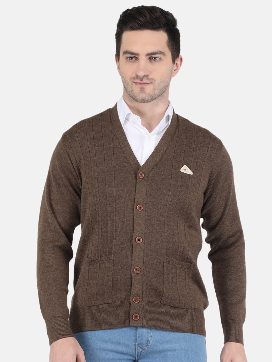 

Monte Carlo Men Brown Striped Cardigan