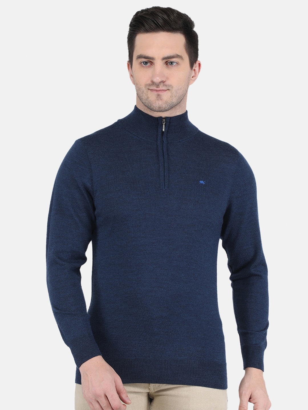 

Monte Carlo Men Blue Pure Wool Pullover