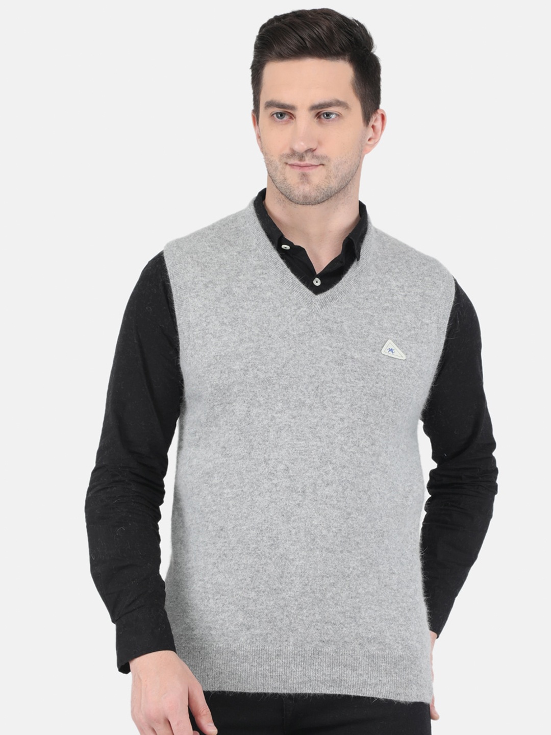 

Monte Carlo Men Grey Melange Wool Sweater Vest