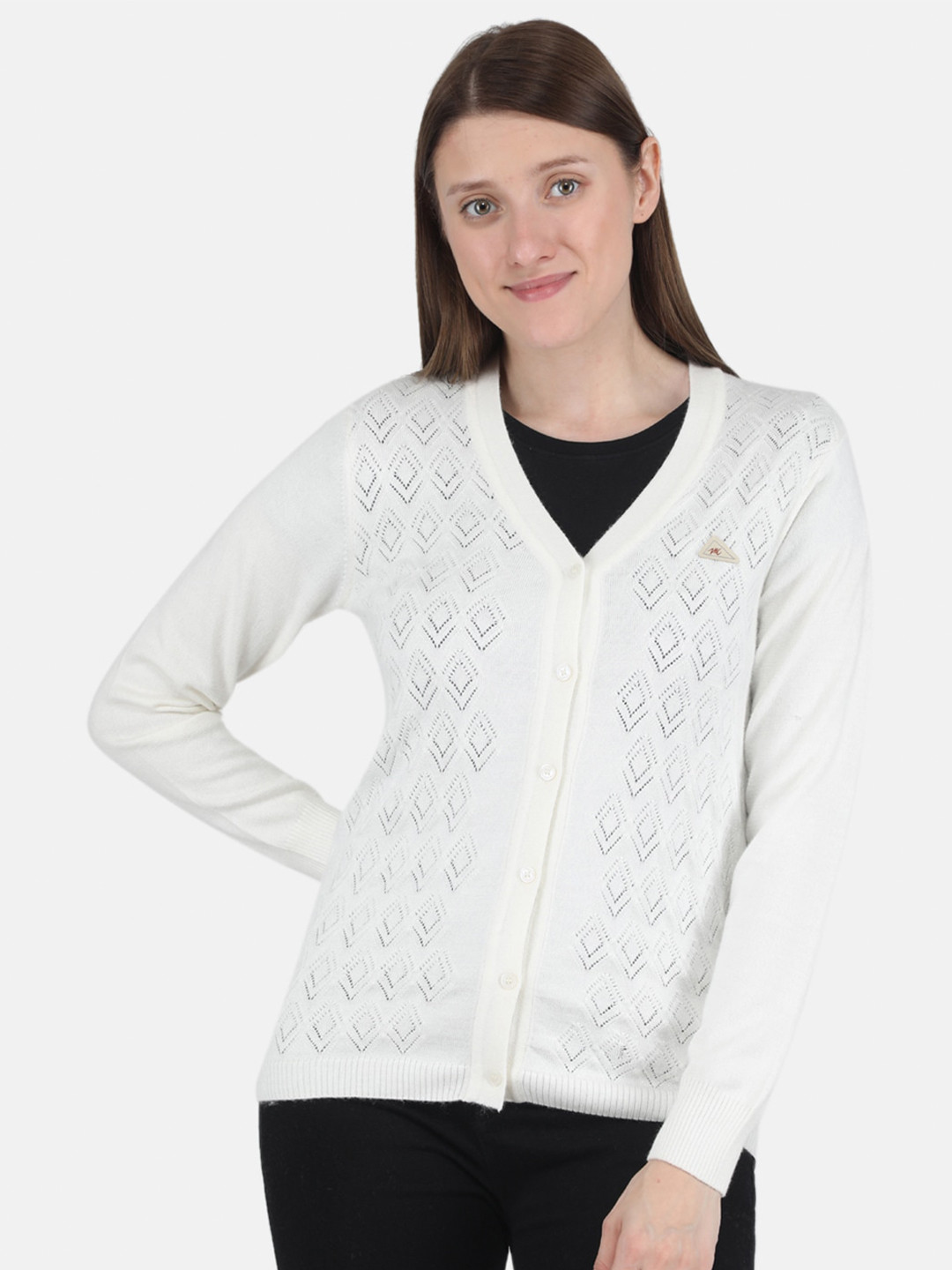 

Monte Carlo Women White Cable Knit Cardigan