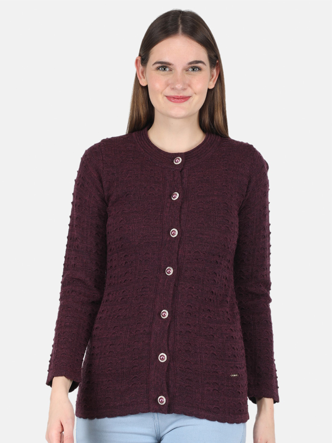 

Monte Carlo Women Maroon Woolen Cardigan