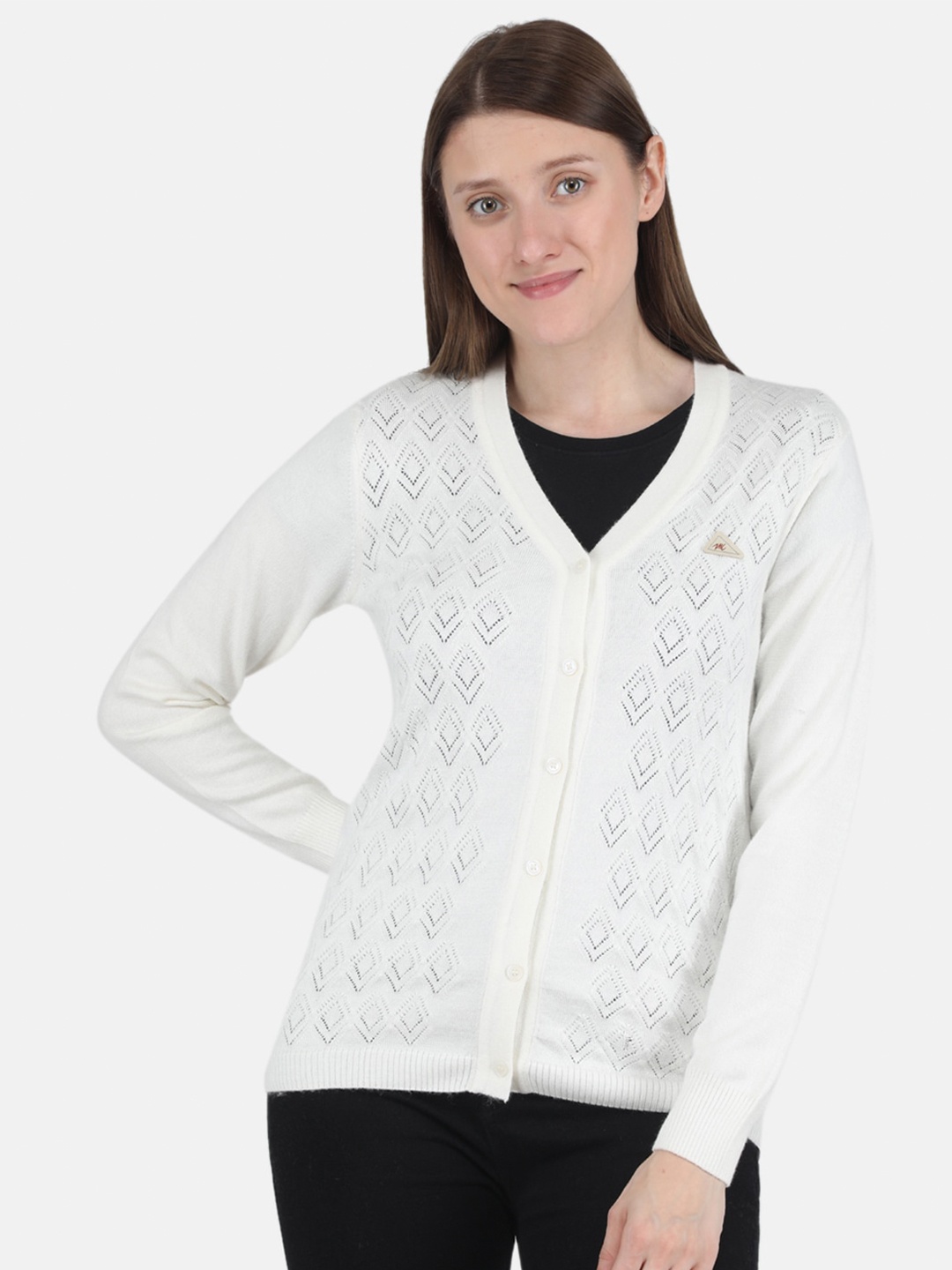 

Monte Carlo Women Off White Acrylic Cardigan