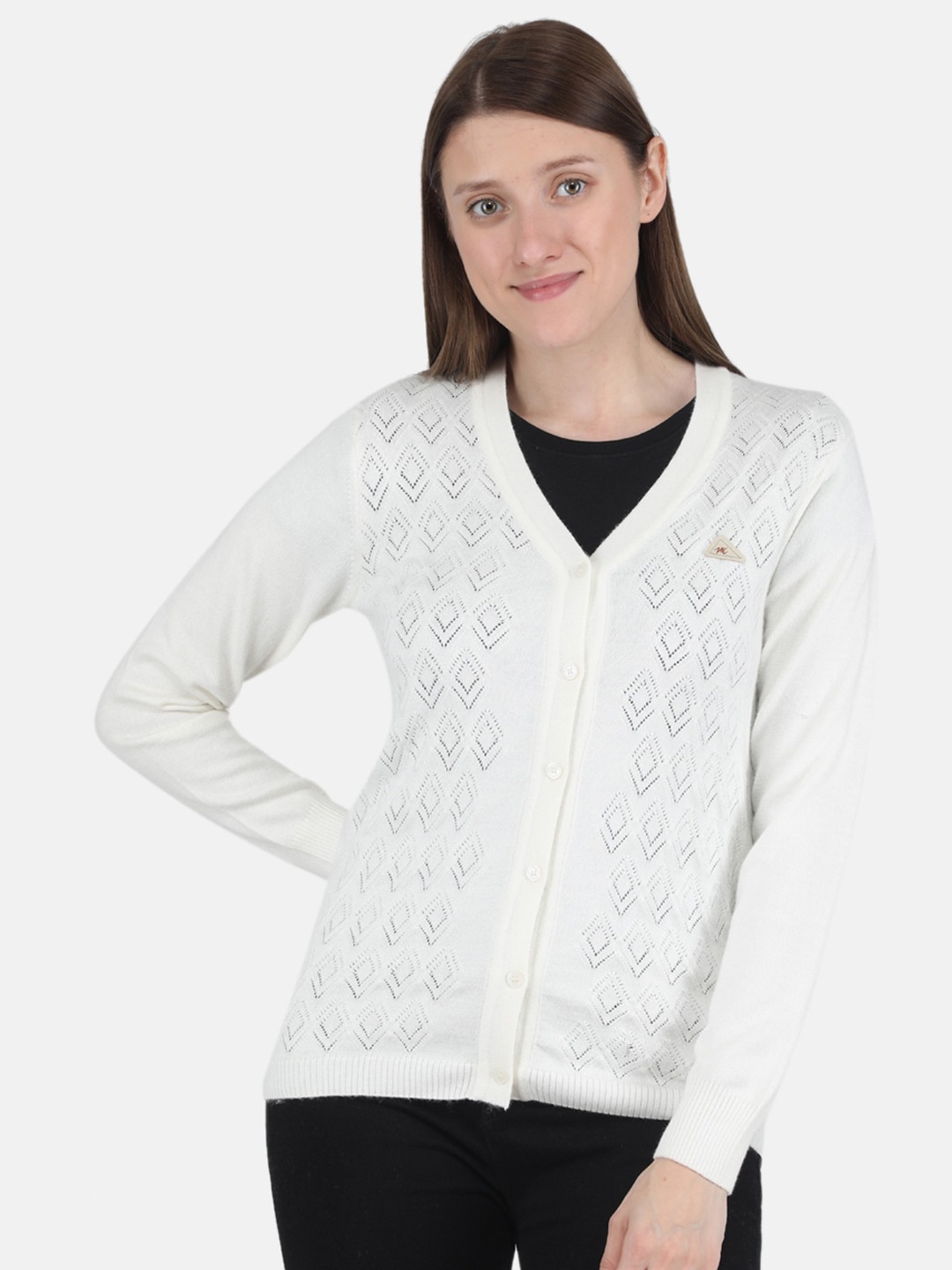 

Monte Carlo Women Off White Acrylic Cardigan