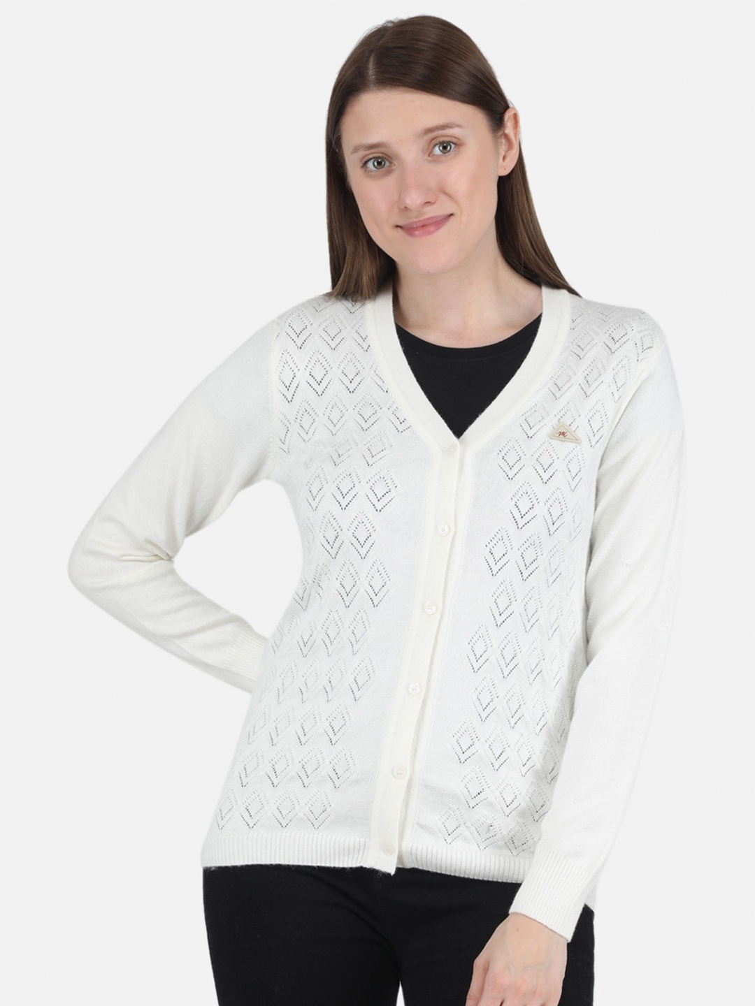 

Monte Carlo Women Plus Size White Open Knit Cardigan