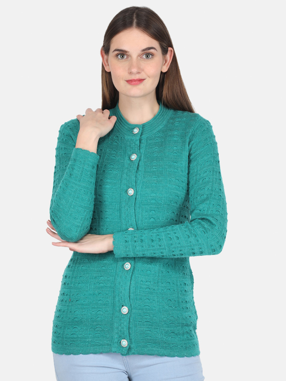 

Monte Carlo Women Sea Green Wool Cardigan