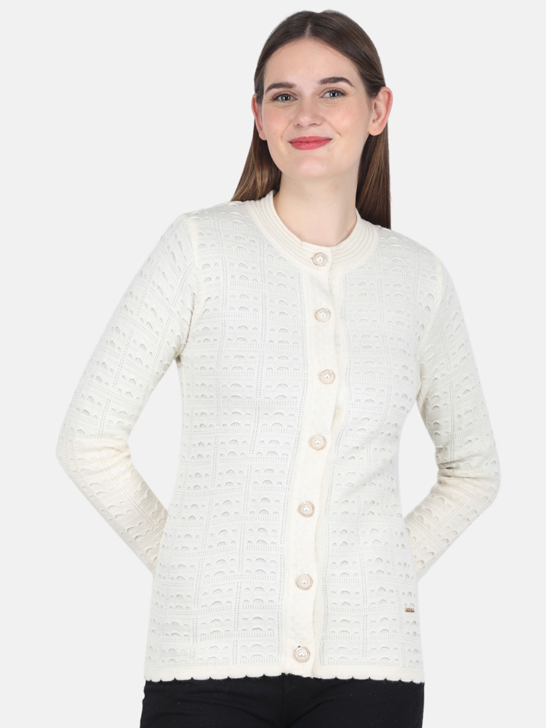 

Monte Carlo Women Off White Wool Cardigan