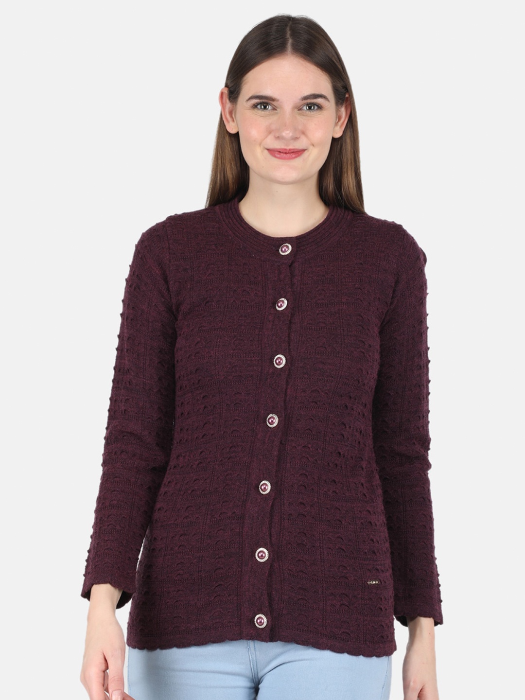 

Monte Carlo Women Maroon Wool Cardigan