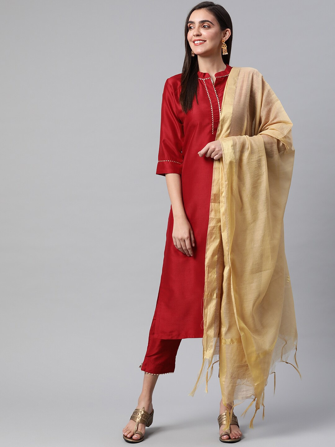 

KALINI Women Maroon Kurta with Trousers & With Dupatta