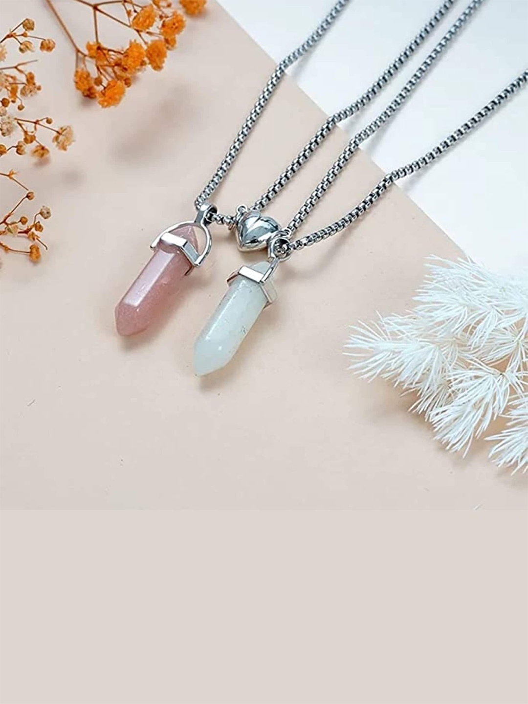 

EL REGALO Pack of 2 White & Silver-Toned Chain