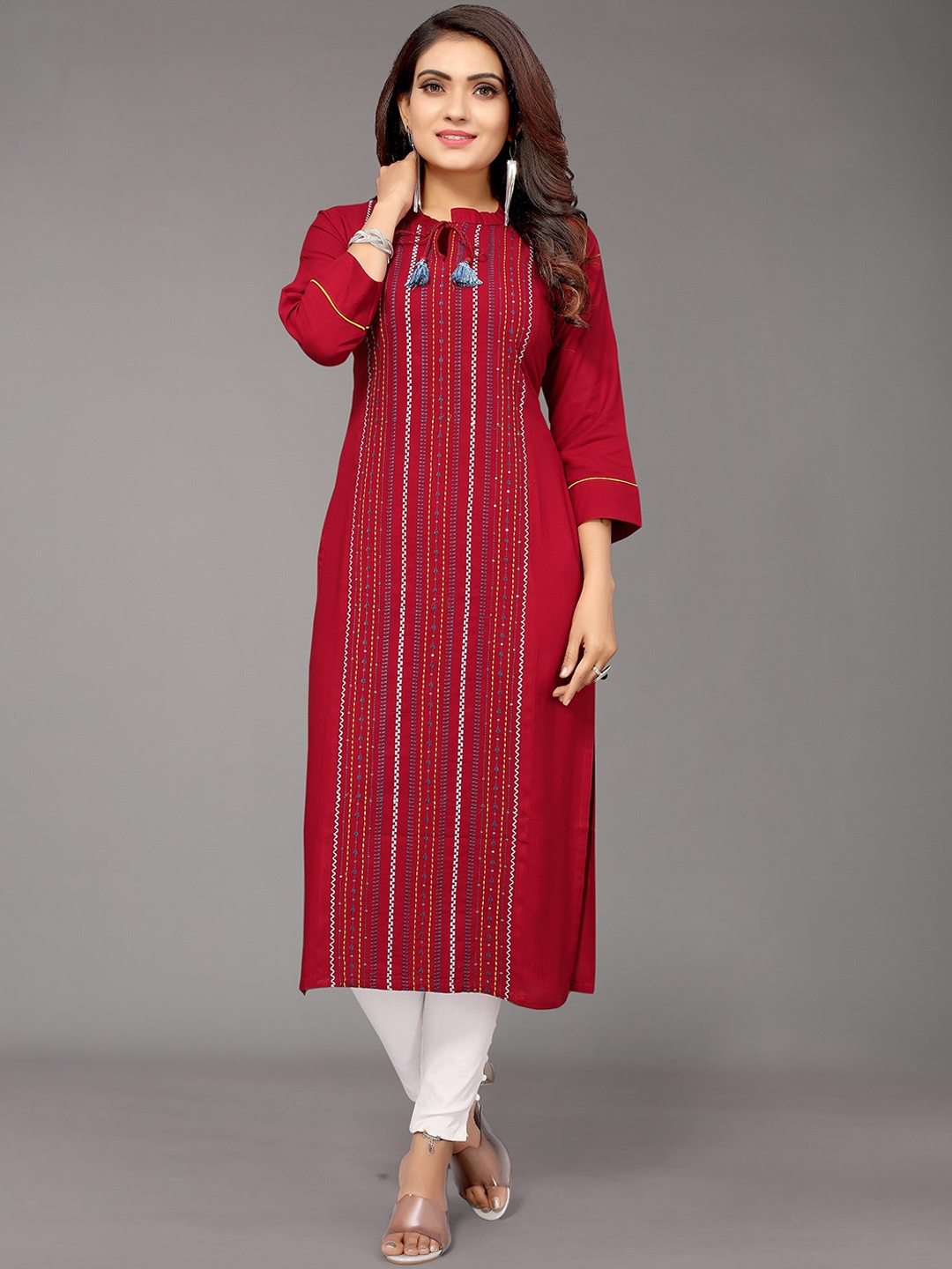 

Nimayaa Women Maroon Printed Kurta