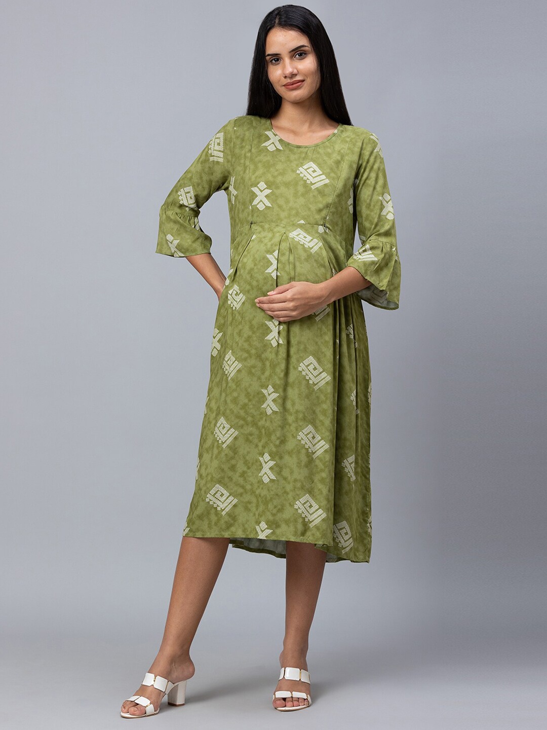 

AV2 Green Maternity A-Line Dress