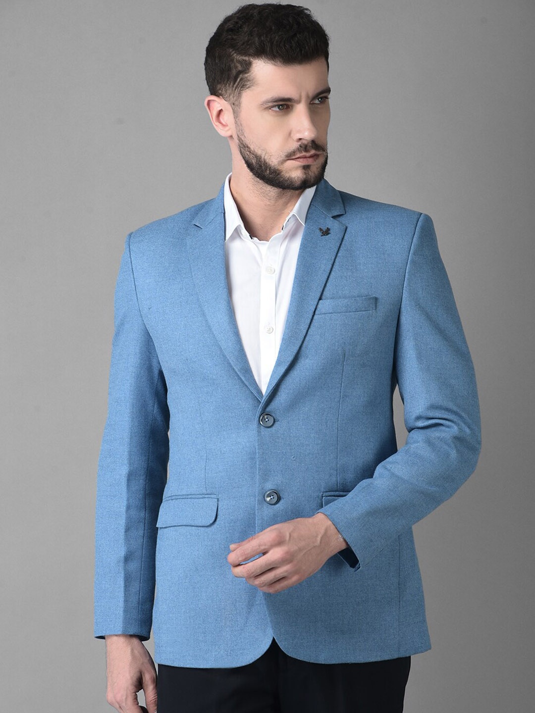 

Canary London Men Blue Slim-fit Single-breasted Blazer