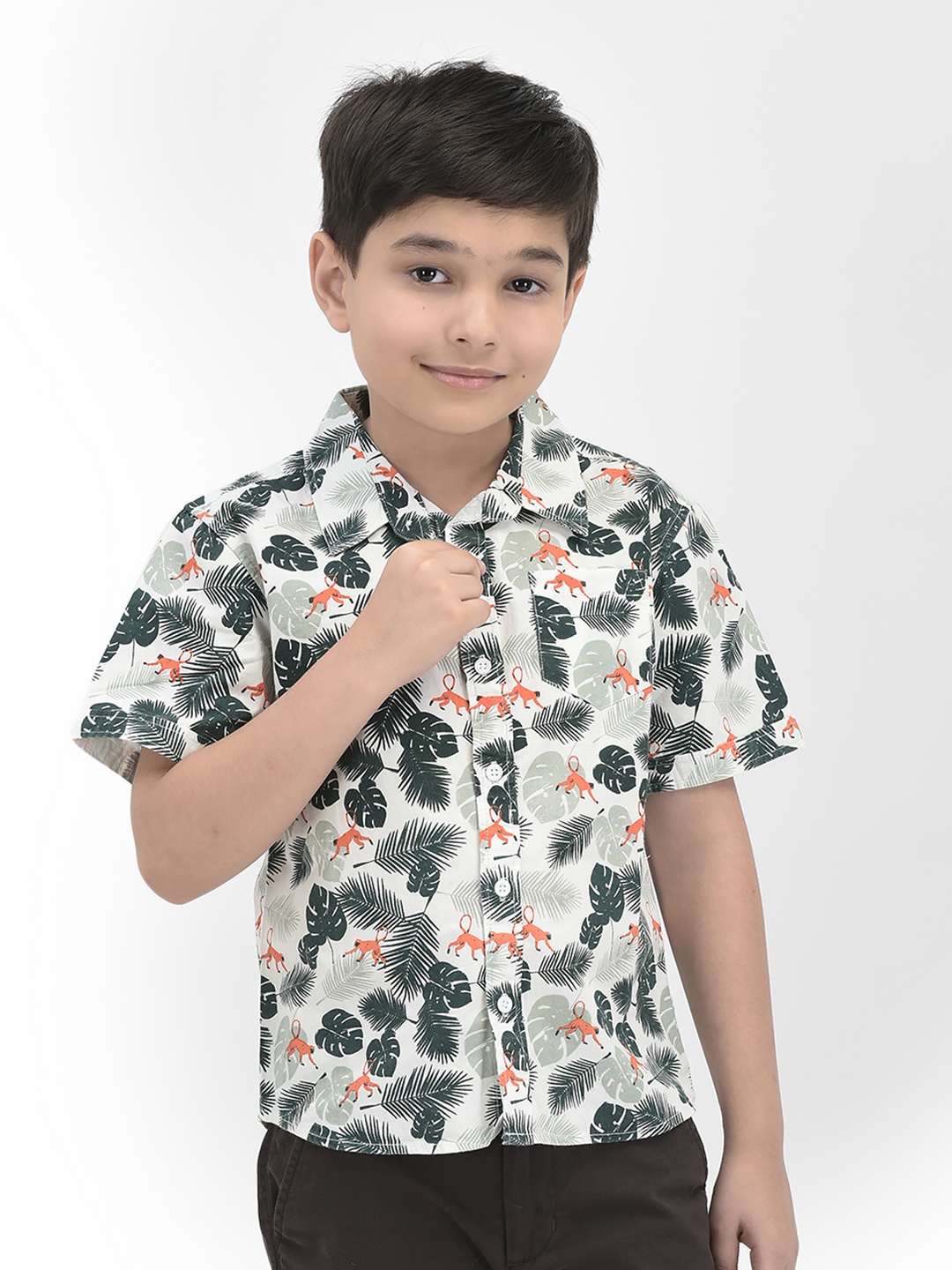 

JusCubs Boys Premium Tropical Printed Casual Shirt, Off white