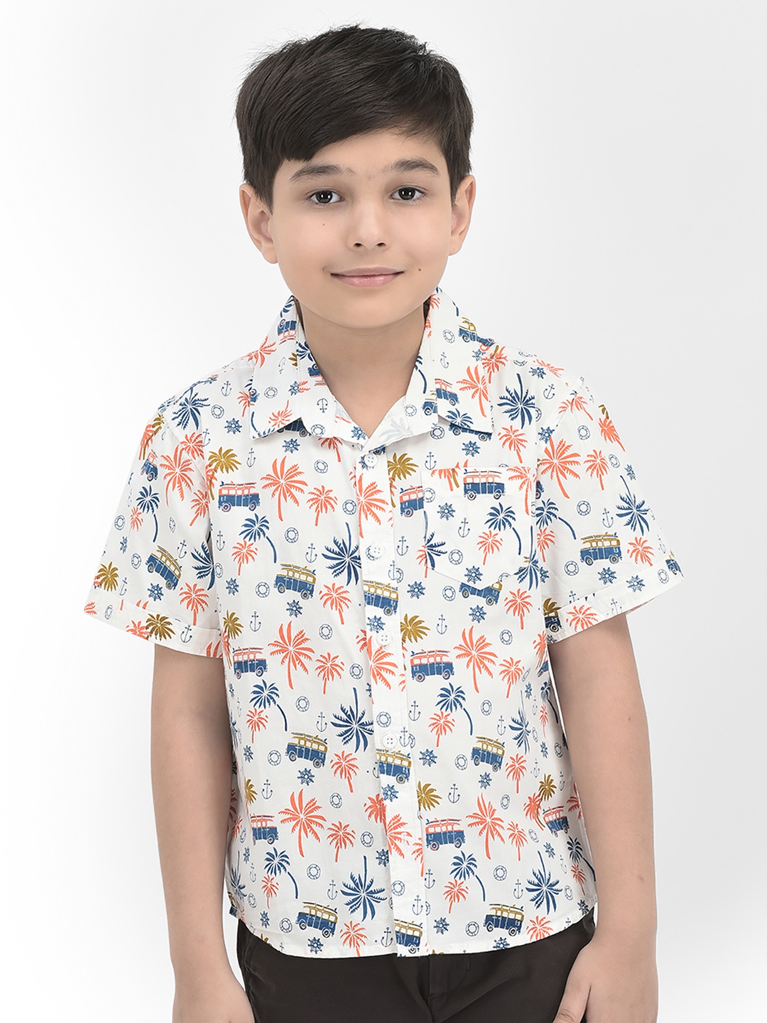 

JusCubs Boys Off White Premium Tropical Printed Casual Shirt