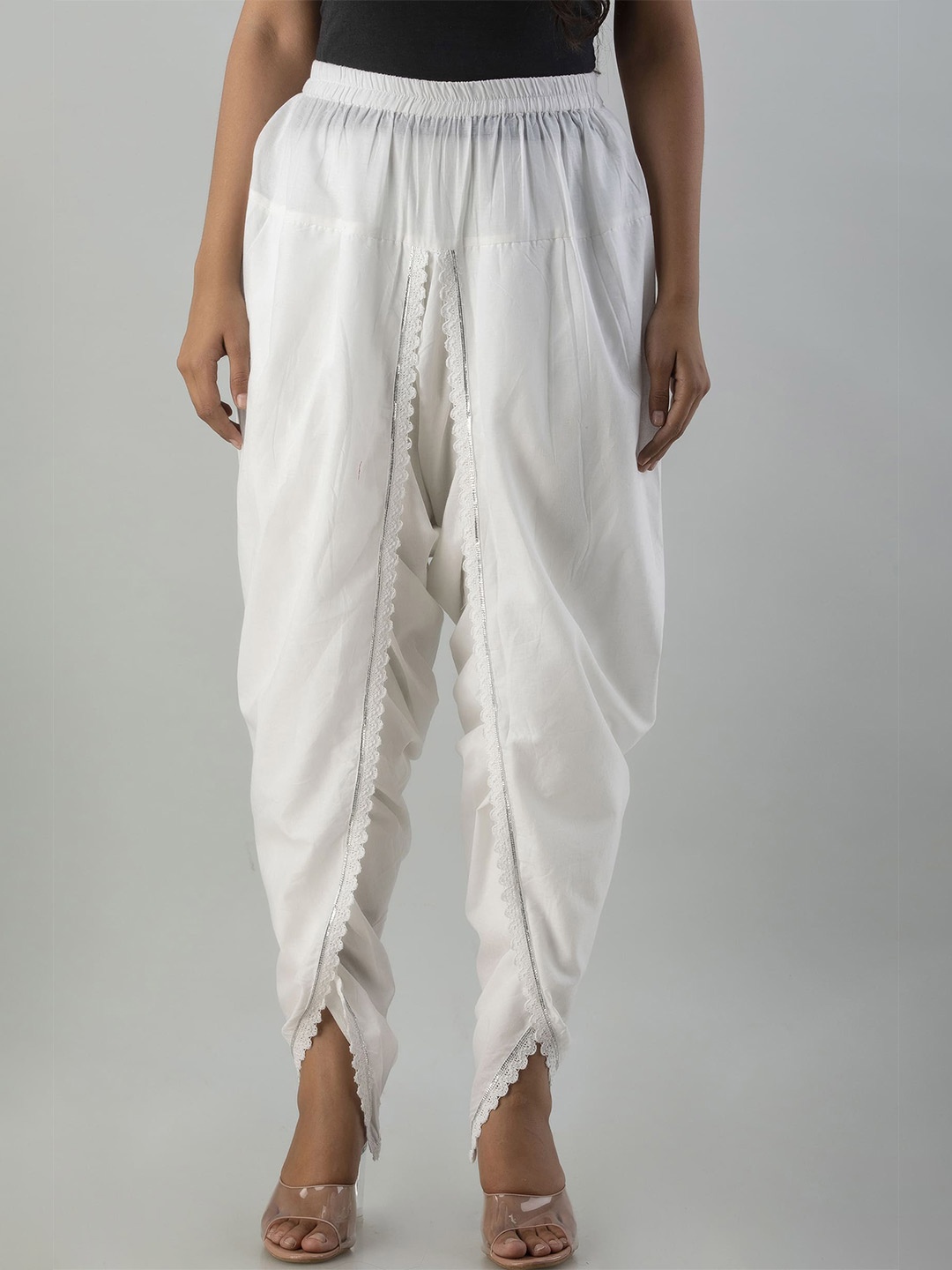 

MAUKA Women White Cotton Solid Dhoti Pants