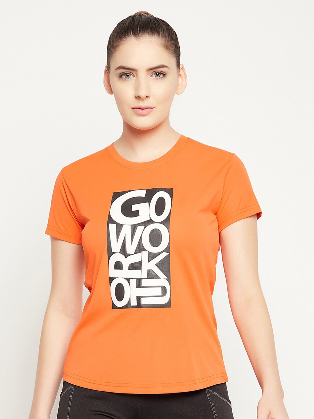 

Clovia Women Orange Typography Printed T-shirt
