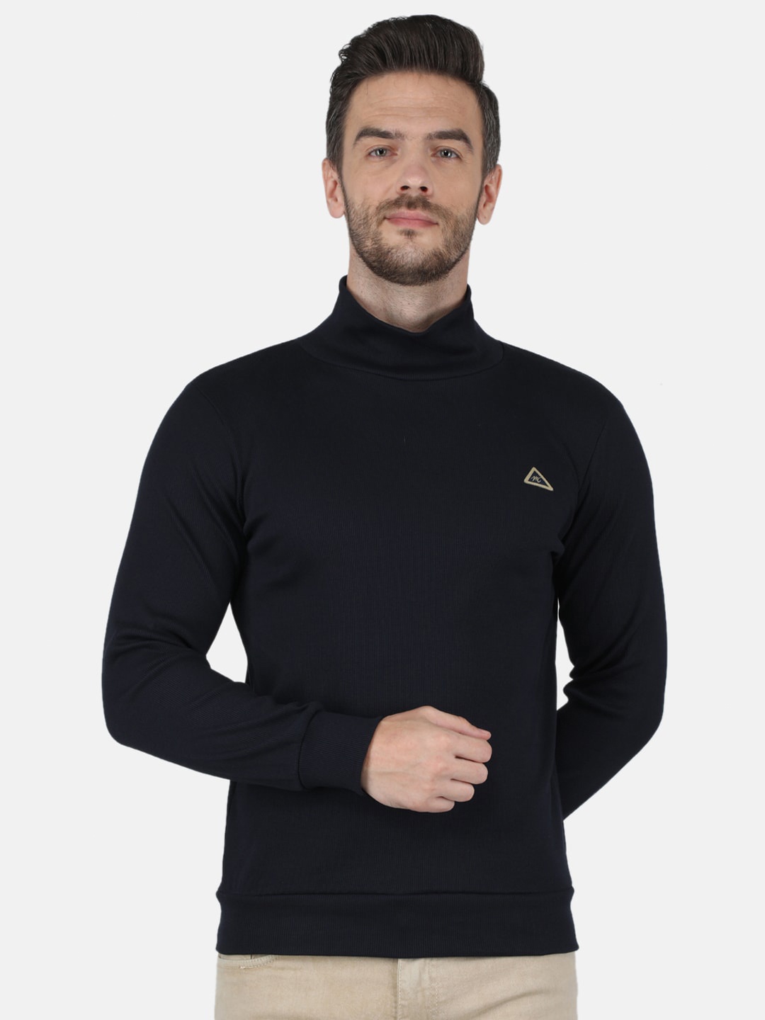 

Monte Carlo Men Navy Blue Turtle Neck T-shirt