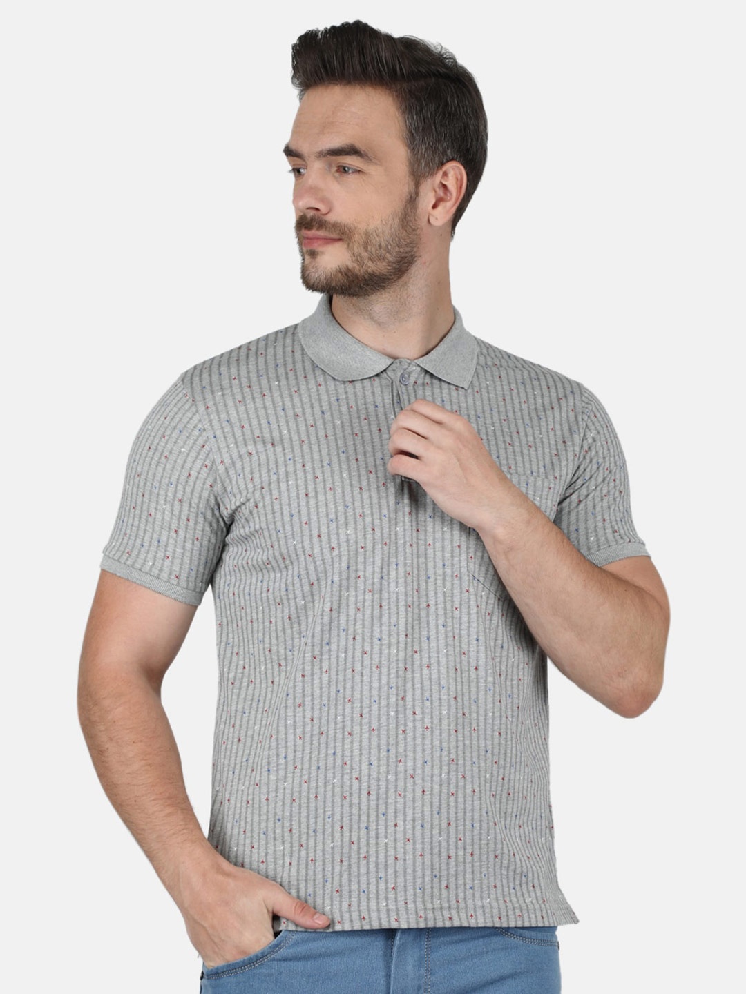 

Monte Carlo Men Green Printed Polo Collar T-shirt