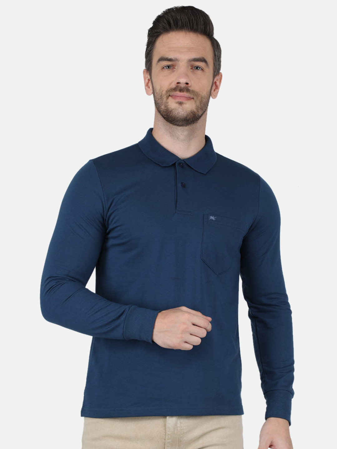 

Monte Carlo Men Blue Polo Collar T-shirt