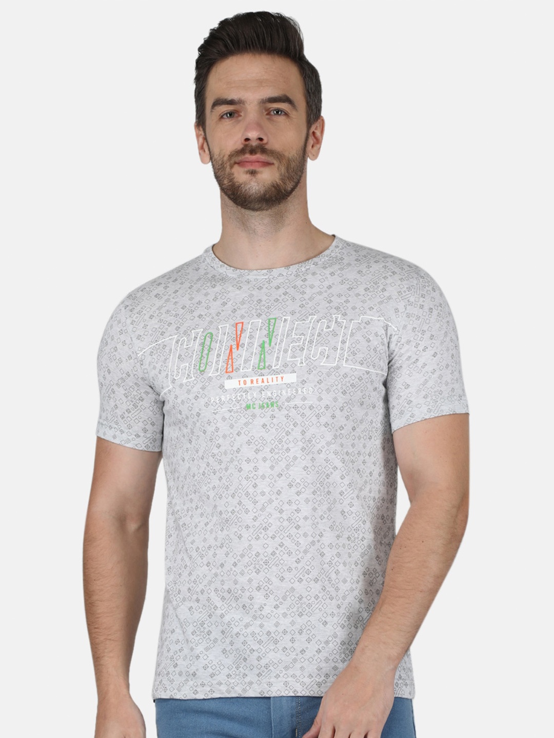 

Monte Carlo Men Grey Typography Printed Slim Fit T-shirt