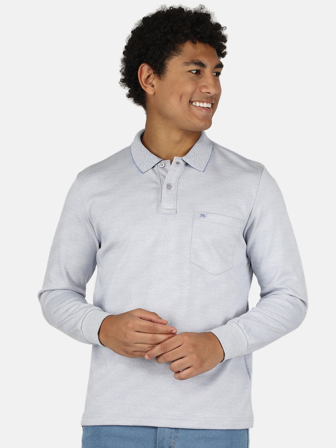 

Monte Carlo Men Blue Polo Collar Cotton T-shirt
