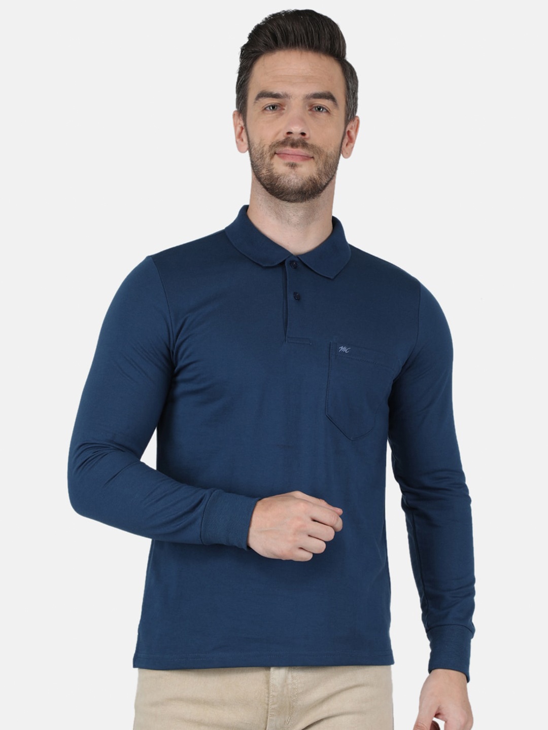 

Monte Carlo Men Blue Polo Collar Cotton T-Shirt