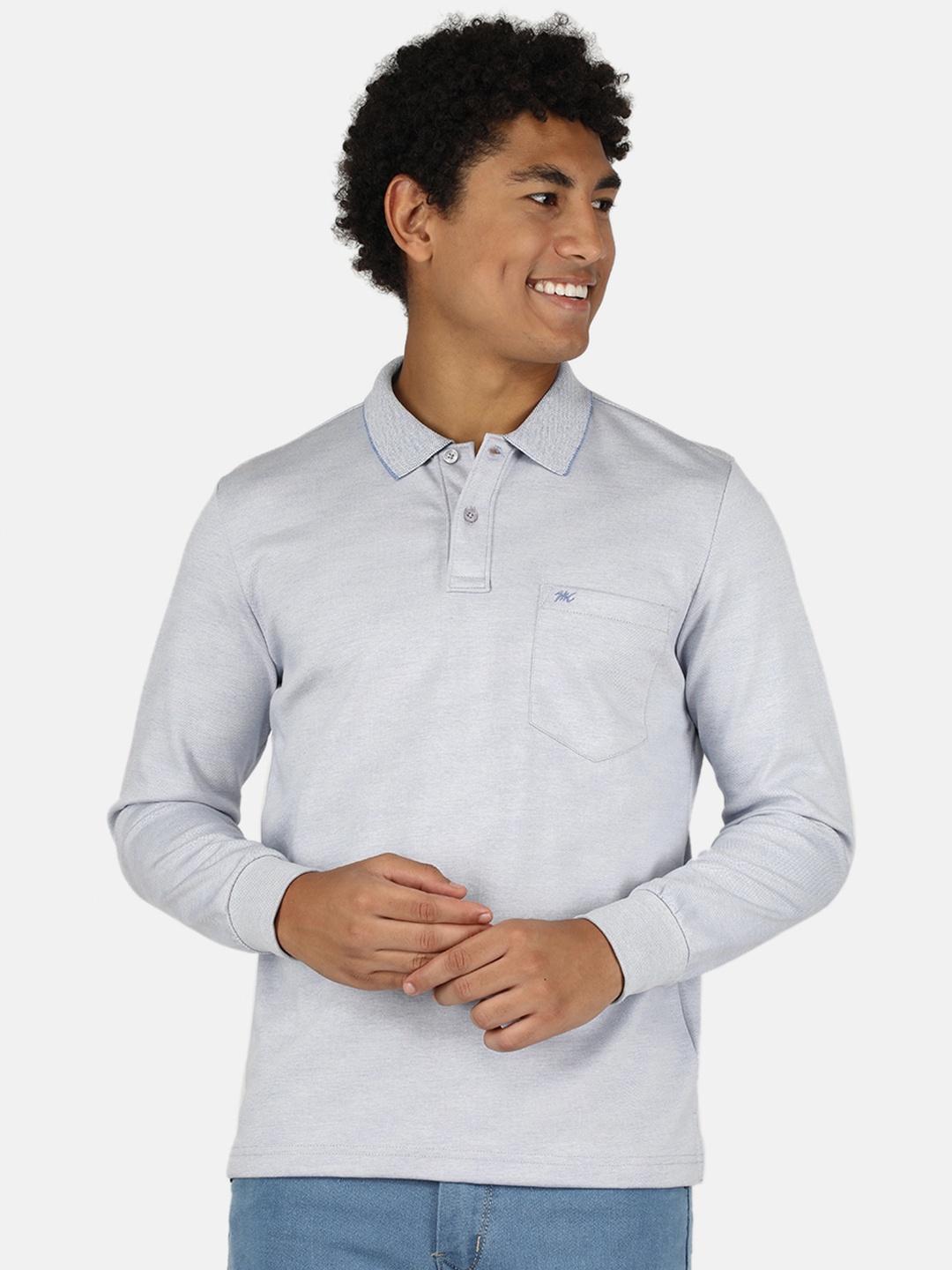

Monte Carlo Men Blue Cotton Polo Collar T-shirt