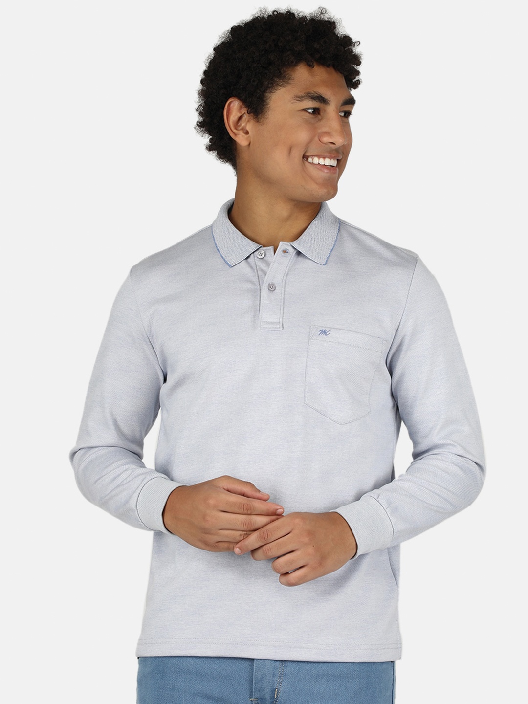

Monte Carlo Men Blue Cotton Polo Collar T-shirt