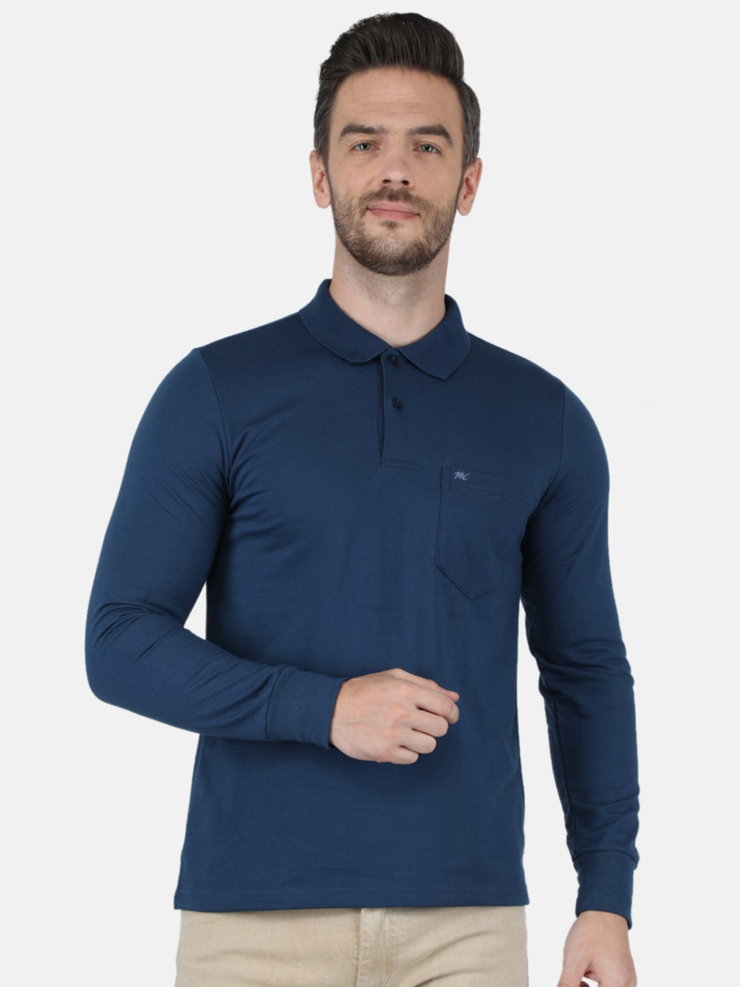 

Monte Carlo Men Teal & Blue Polo Collar Cotton T-shirt
