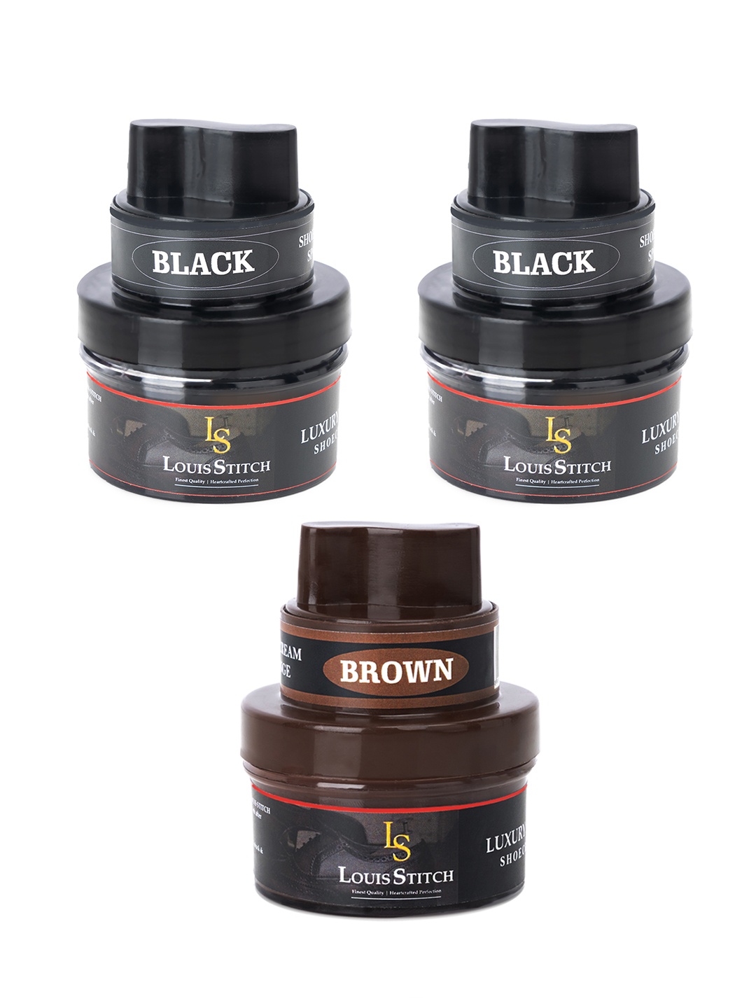 

LOUIS STITCH Men Set Of 3 Shoe Cream with Applicator, Black