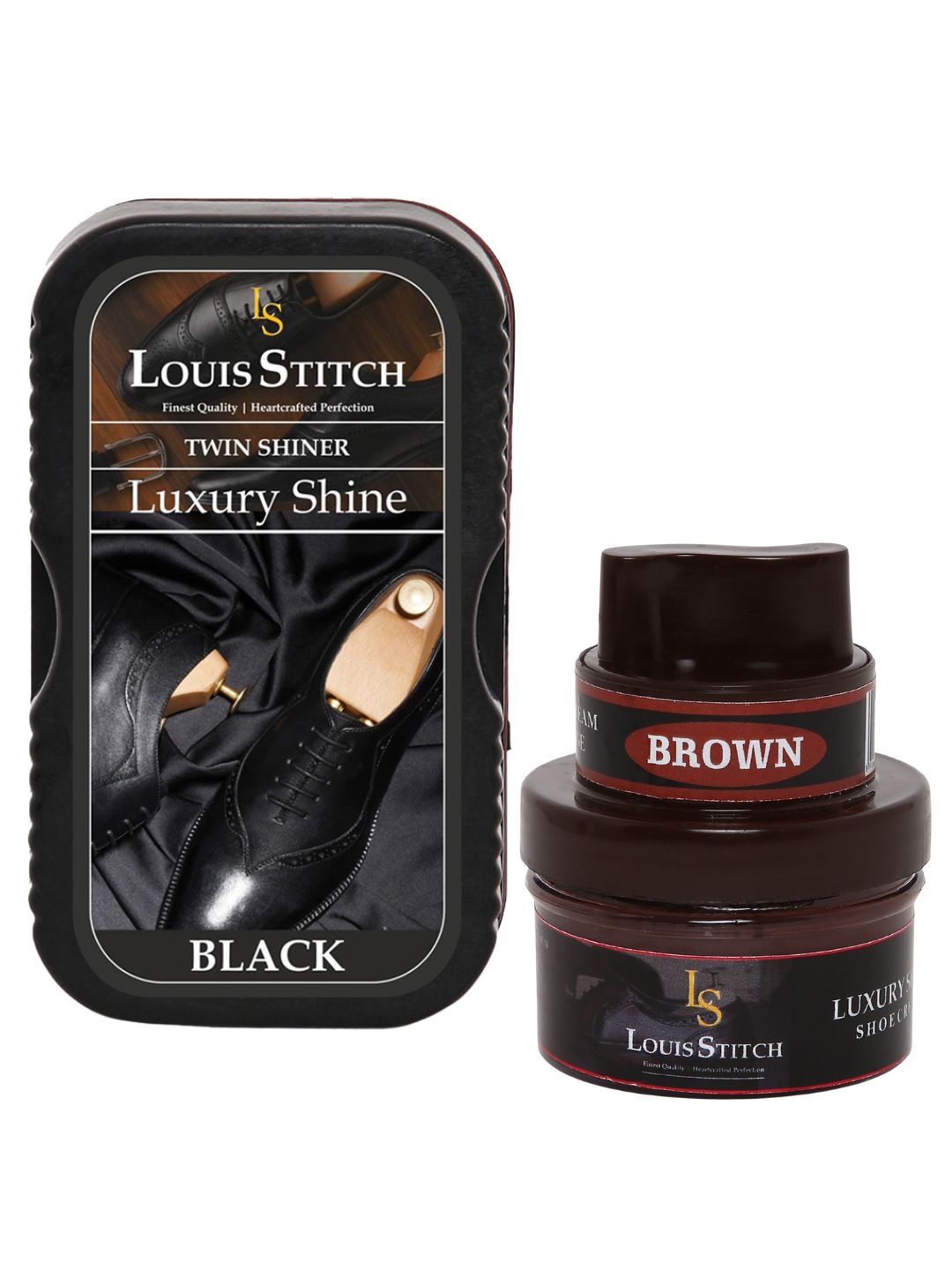 

LOUIS STITCH Men Set of 2 Black & Nude Shoe Cream with Applicator