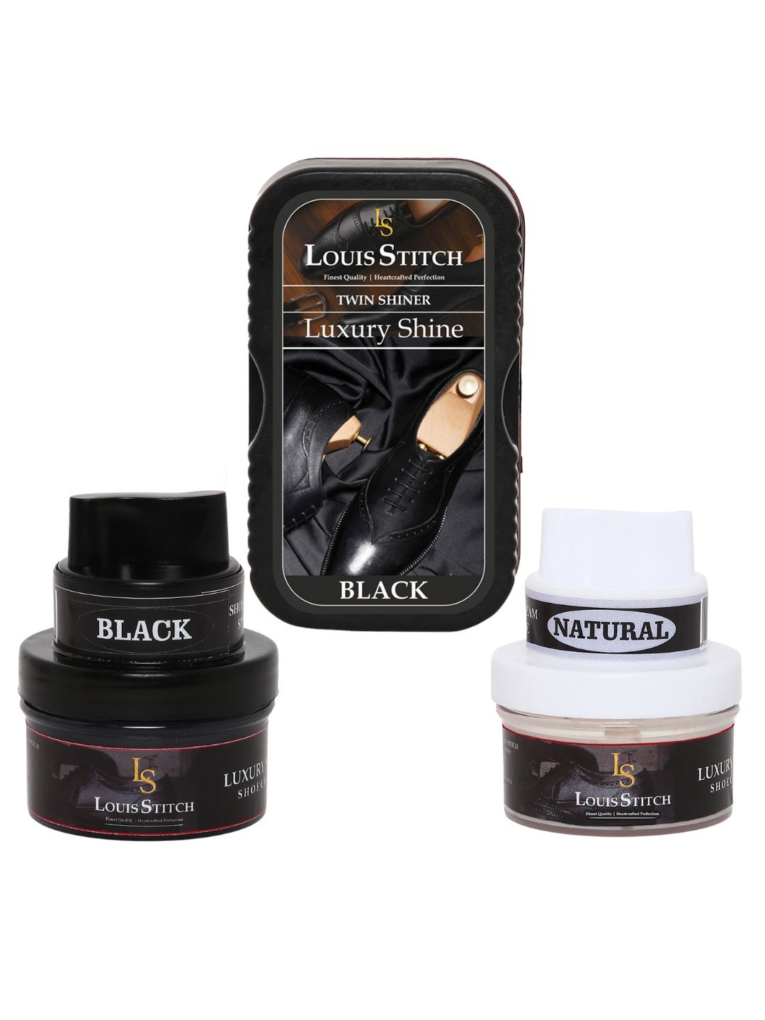 

LOUIS STITCH Men Cream-Colored Twin Shiner Shoe Cream and Applicator For Leather Items