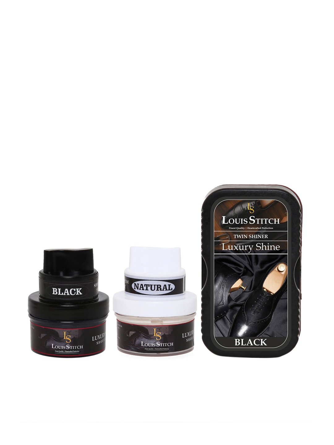 

LOUIS STITCH Men Set of 2 Black & Nude Shoe Cream with Applicator