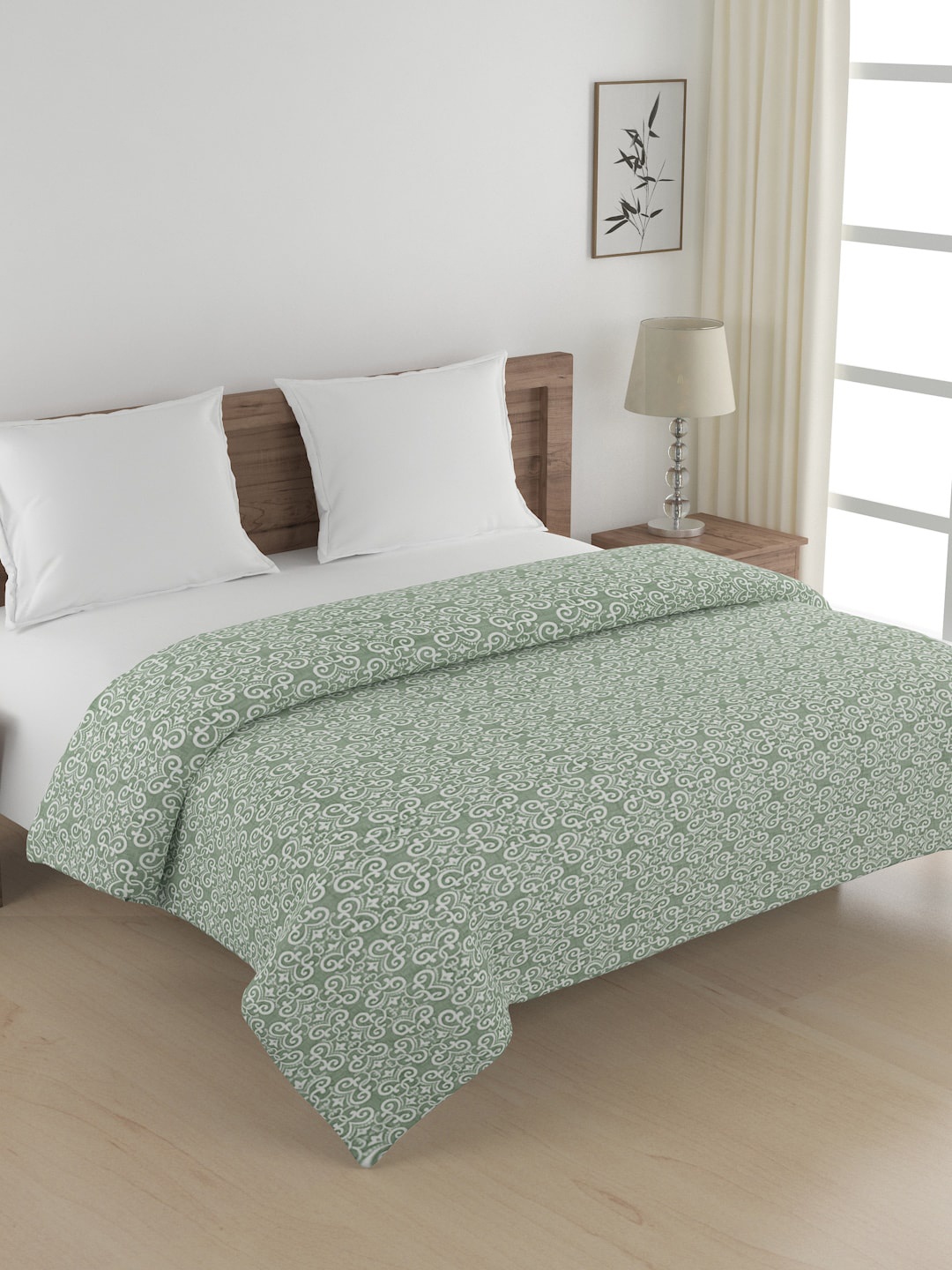 

SWAYAM Green Printed Heavy Winter 350 GSM Cotton Double Bed Comforter