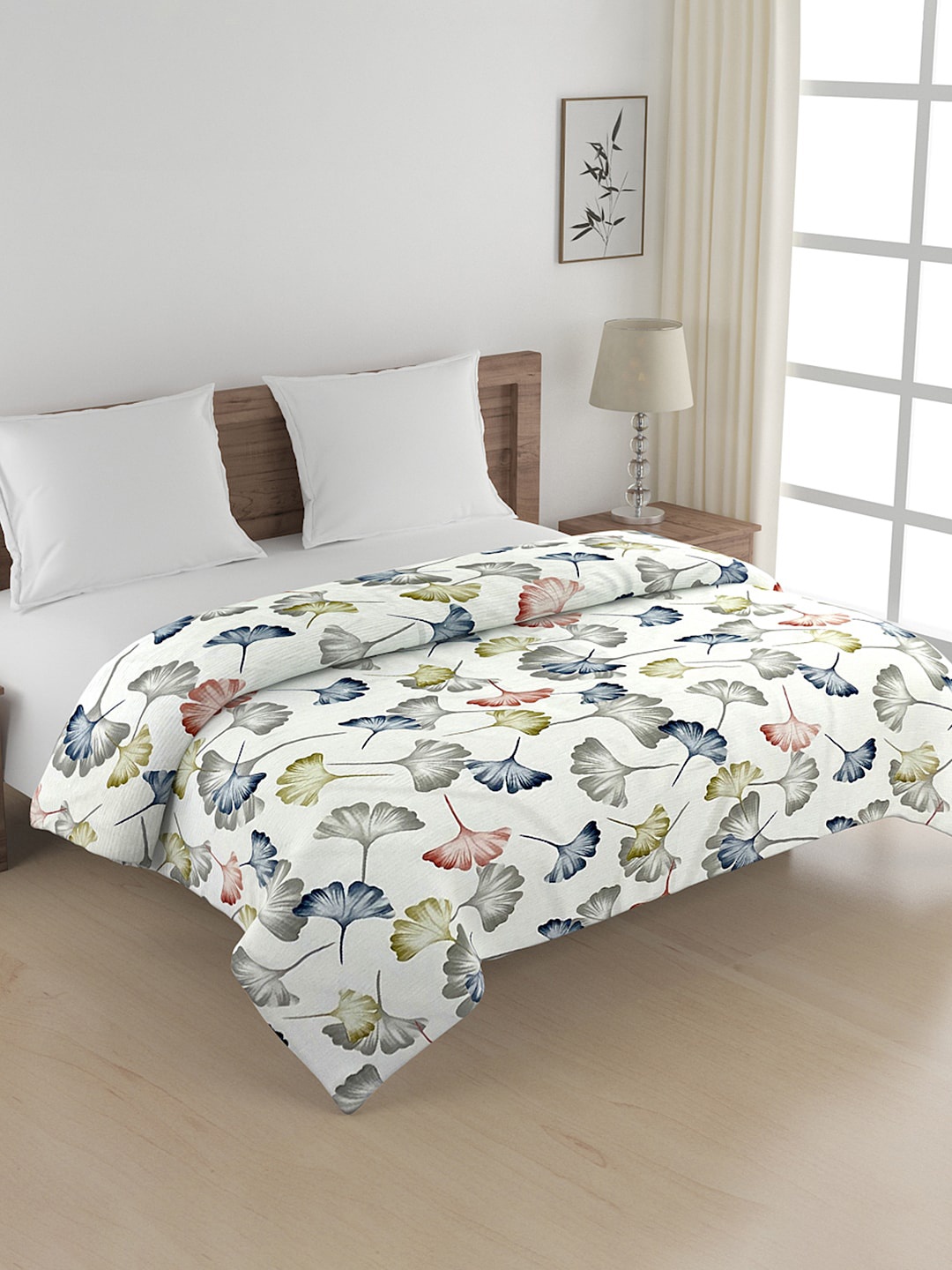 

SWAYAM Off White & Pink Floral Printed Heavy Winter 350 GSM Cotton Double Bed Comforter