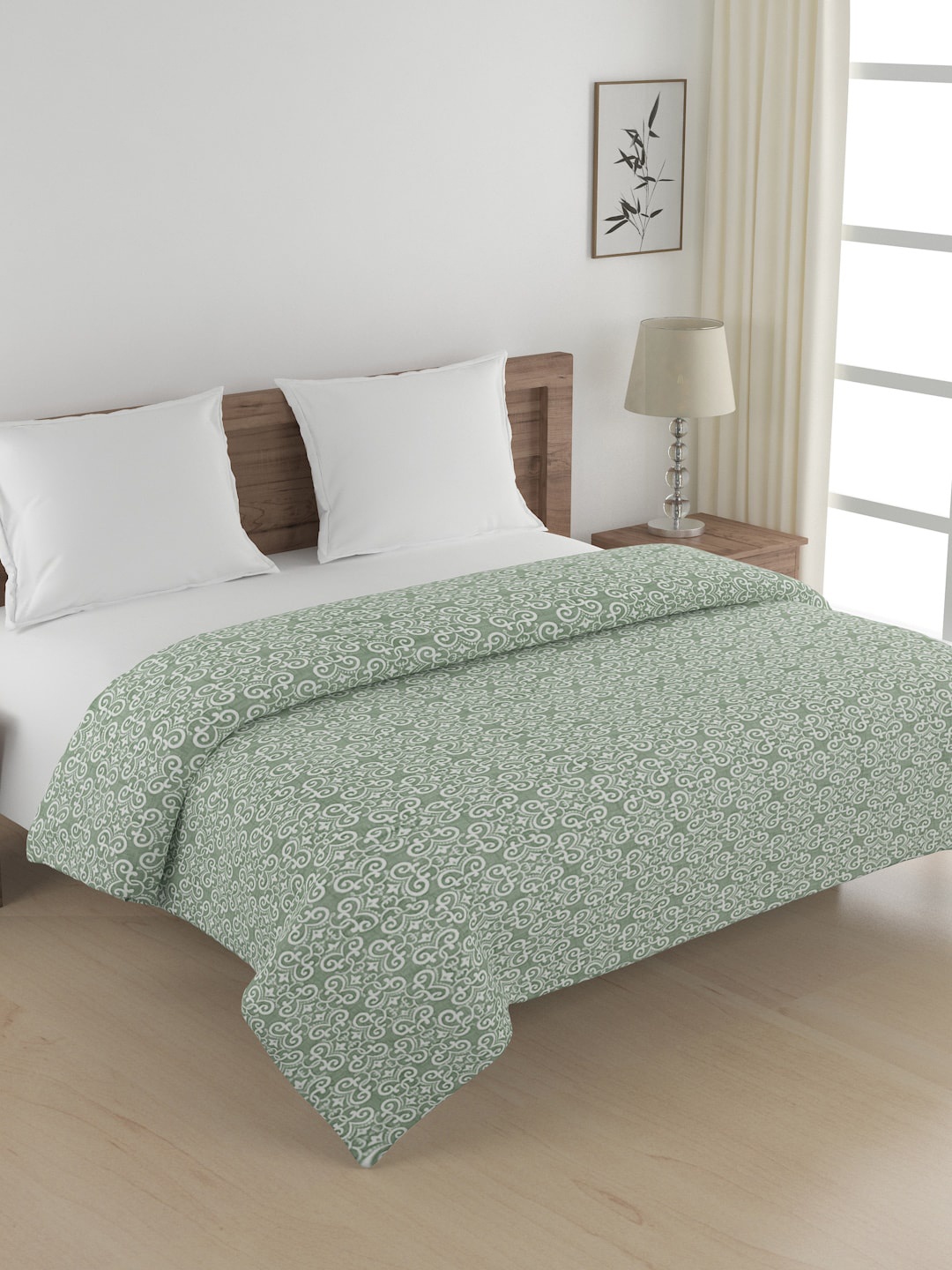 

SWAYAM Green & White Ethnic Motifs AC Room 150 GSM Double Bed Comforter
