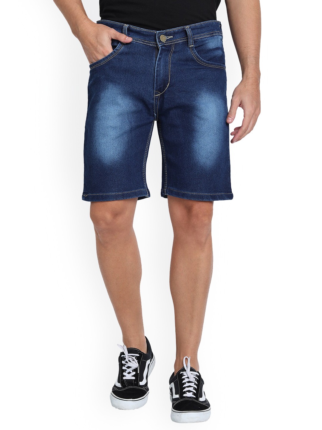 

Wicked Stitch Men Blue Washed Slim Fit Denim Shorts