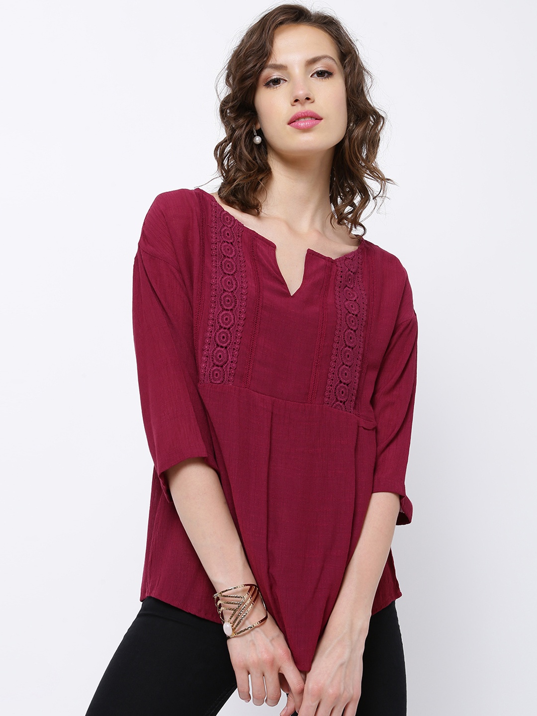 

Tokyo Talkies Women Maroon Solid Top