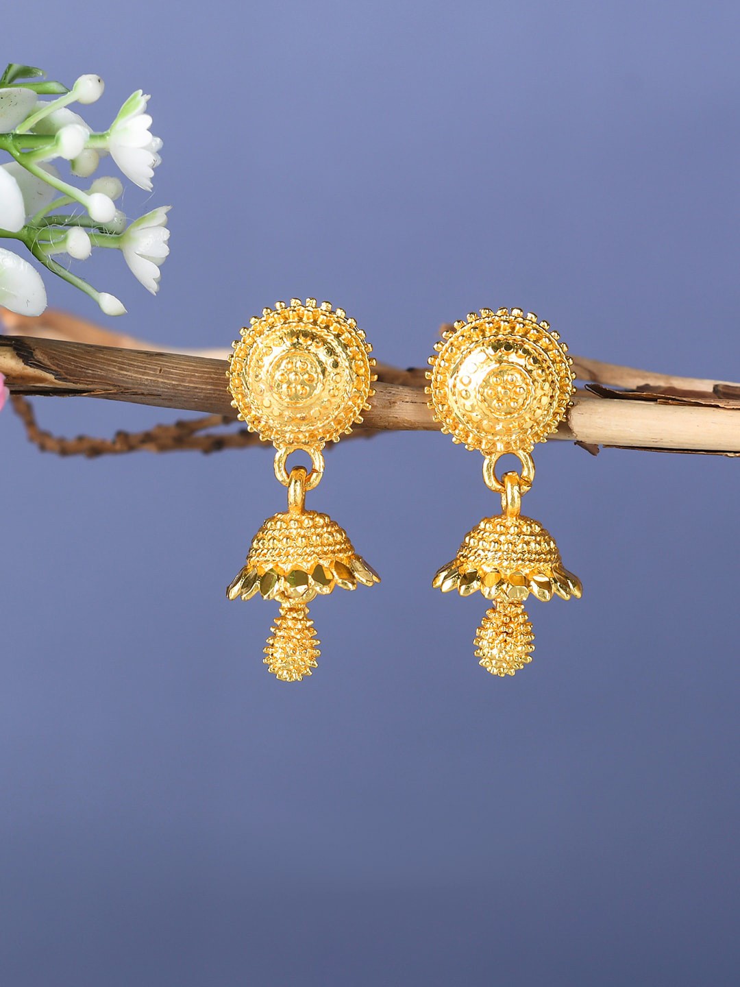 

Voylla Gold-Toned & Gold Plated Contemporary Jhumkas Earrings