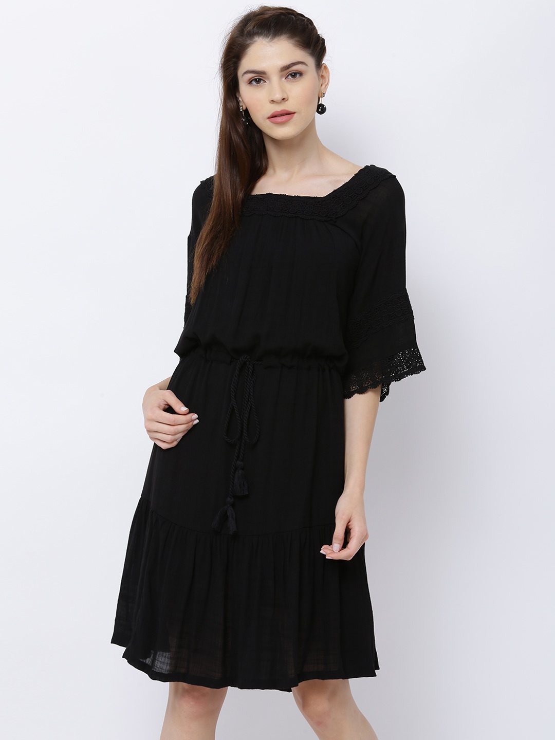 

Tokyo Talkies Women Black Solid A-Line Dress