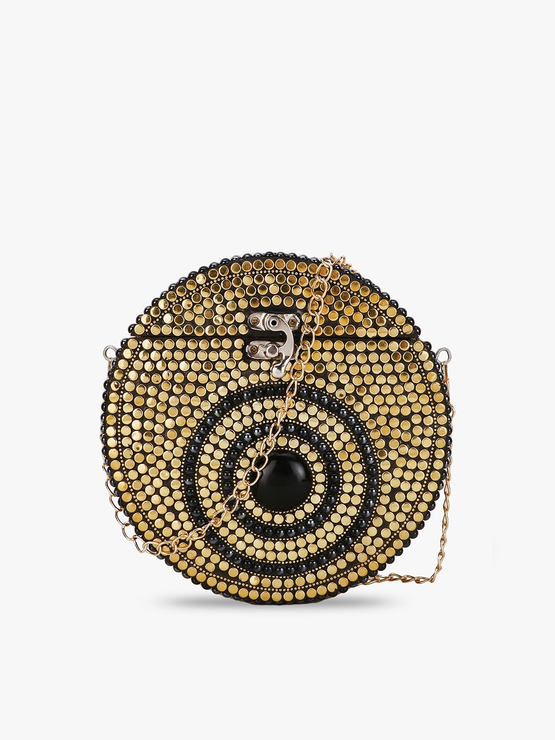 

Anekaant Gold-Toned & Black Embellished Purse Clutch