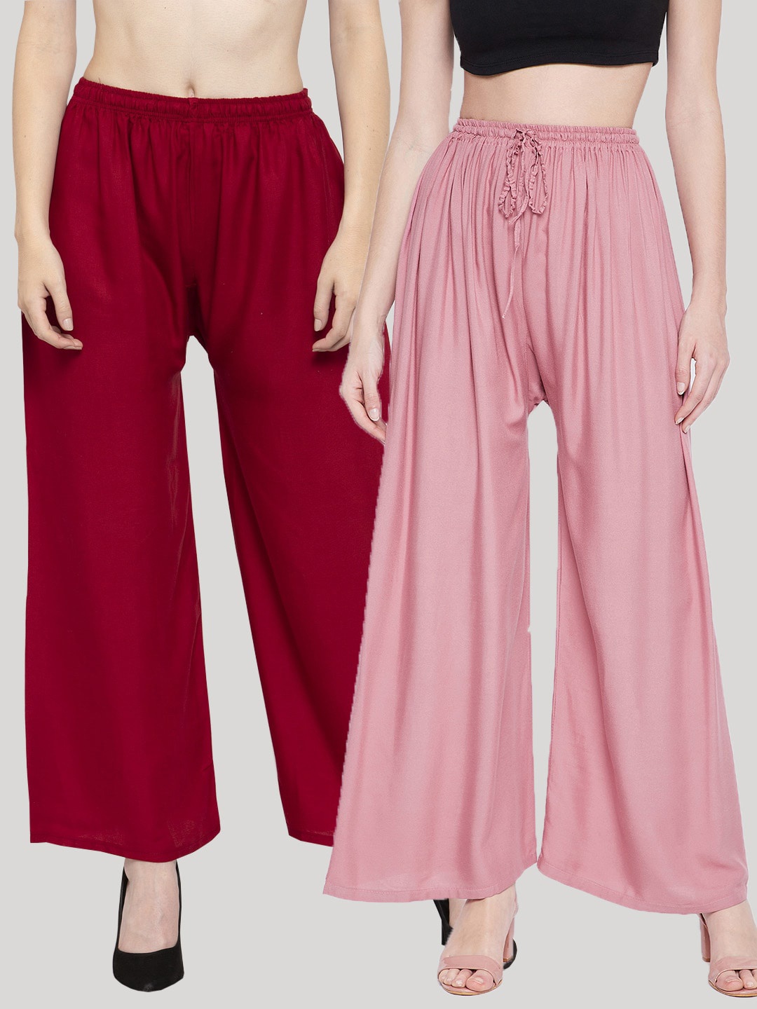 

Clora Creation Women Pack Of 2 Pink & Magenta Flared Ethnic Palazzos